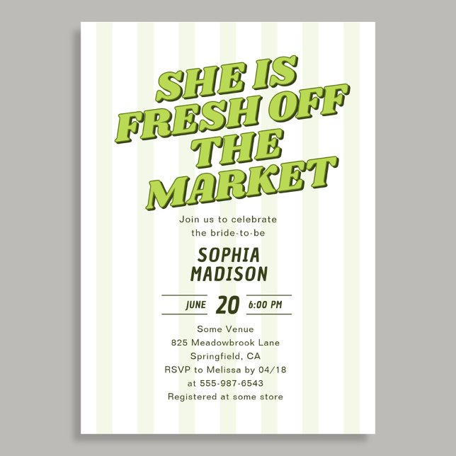 Invitación Retro She Is Fresh Off The Market Bridal Shower (Subido por el creador)