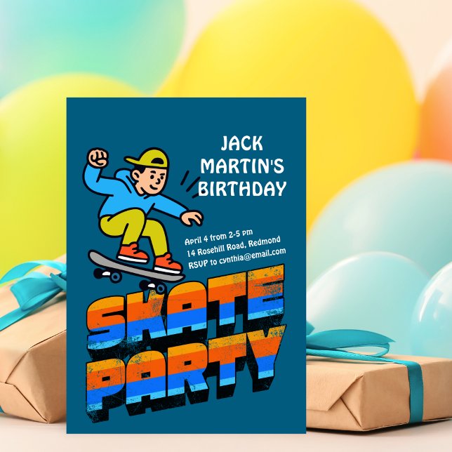 Invitación Retro Skateboard Birthday Invitation (Subido por el creador)