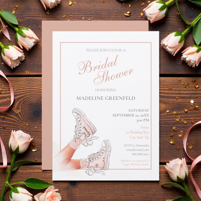 Invitación Retro Sneakers Peach Wedding Bridal Shower (Subido por el creador)