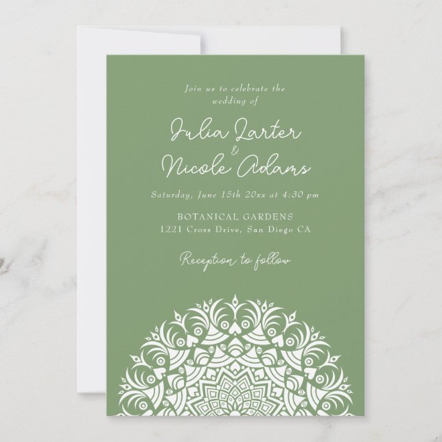 Invitación Retro Spanish Abstract Floral Mandala Wedding (Anverso)
