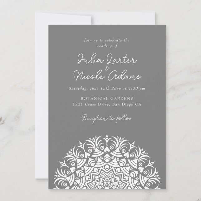 Invitación Retro Spanish Abstract Floral Mandala Wedding (Anverso)