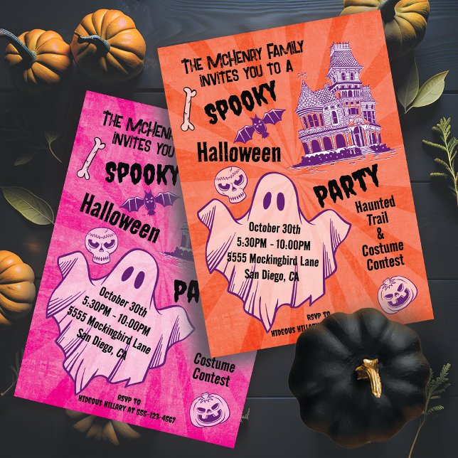 Invitación Retro Spooky Halloween Fantasma Poster estilo fies (Subido por el creador)