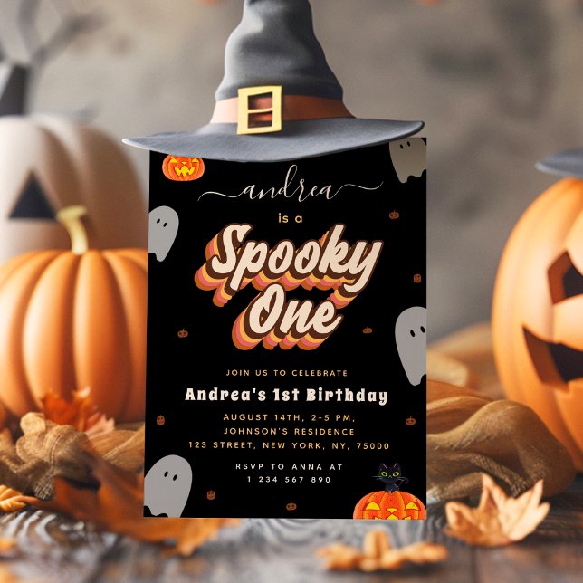 Invitación Retro Spooky Una Primera Fiesta de Cumpleaños de H (Subido por el creador)