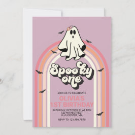 Invitación Retro Spooky Uno Cumpleaños de Fantasma Halloween 