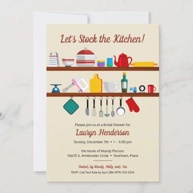 Invitación Retro Stock la ducha de las novias de cocina (Anverso)