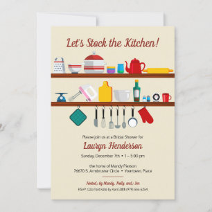 Invitación Retro Stock la ducha de las novias de cocina