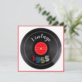 Invitación Rétro Stripe Vinyl Record 1955 70º cumpleaños