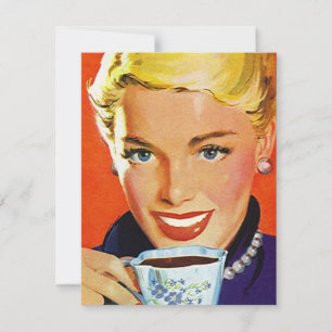 Invitación Retro Stylish Lady Coffee or Tea Social Invitation