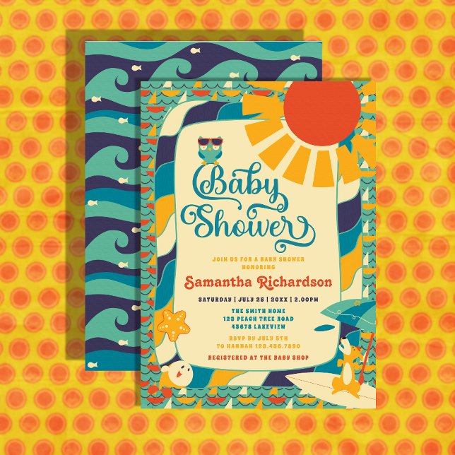 Invitación Retro Summer Beach Gender Neutral Baby Shower (Subido por el creador)