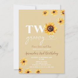 Invitación Retro Sunflowers Two Groovy Birthday Party