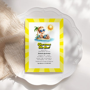 Invitación Retro Sunny Beach "Here Coming the Son" Baby Showe