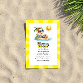 Invitación Retro Sunny Beach "Here Coming the Son" Baby Showe