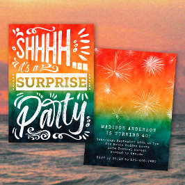 Invitación Retro Sunset Summer Surprise Birthday Party