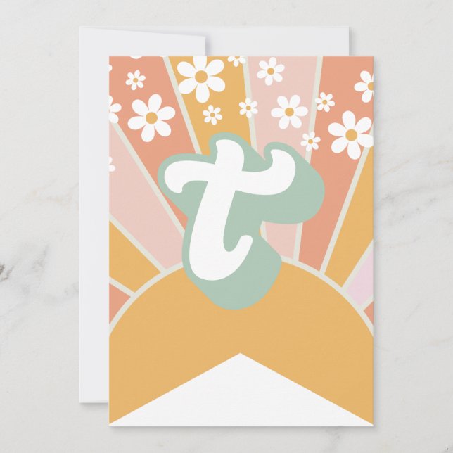 Invitación Retro Sunshine daisy boho floral Banner T (Anverso)