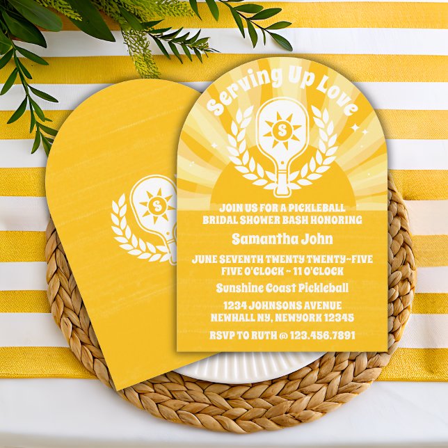 Invitación Retro Sunshine Pickleball Bridal Shower Arch (Subido por el creador)