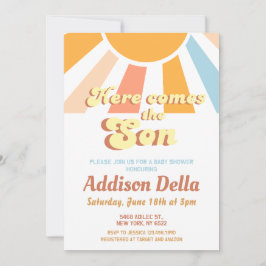 Invitación Retro Sunshine Sun ThBoy Baby Shower
