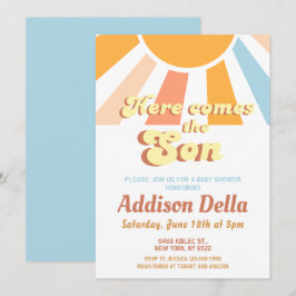 Invitación Retro Sunshine Sun ThBoy Baby Shower