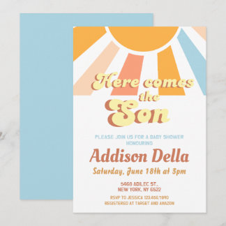 Invitación Retro Sunshine Sun ThBoy Baby Shower