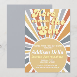 Invitación Retro Sunshine Sun ThBoy Baby Shower