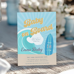 Invitación Retro Surf Theme Baby Shower