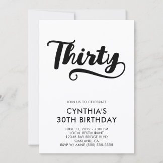Invitación Retro Swash Bold Script Cumpleaños 30