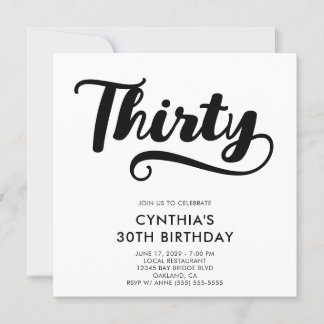 Invitación Retro Swash Bold Script Cumpleaños 30