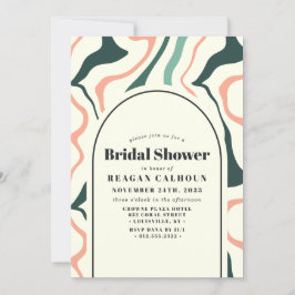 Invitación Retro Swirch Arch Mint Ducha De Novias Verde Y Ros