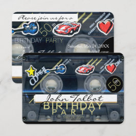 Invitación Retro T3 Cinta de Cassette 50 cumpleaños Inv