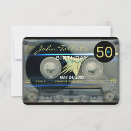 Invitación Retro T5 Cinta de Casete 50 cumpleaños Fiesta Inv