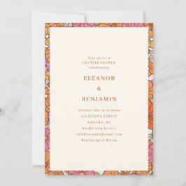 Invitación Retro Terracotta Yellow Fall Coed Couples Shower