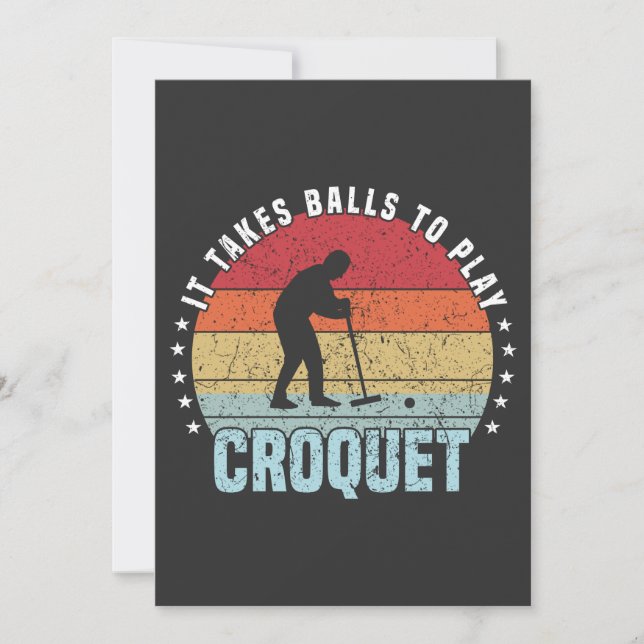 Invitación Retro Toma Bolas Para Jugar Croquet (Anverso)