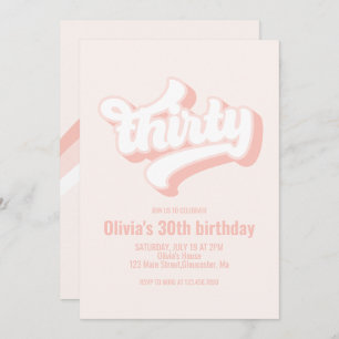 Invitación Retro Treinta Aniversario rosa