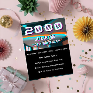 Invitación retro treinta fiesta de los años 2000 cumpleaños 3