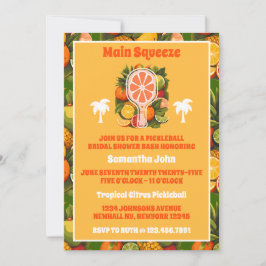 Invitación Retro Tropical Citrus Pickleball Brillante Ducha
