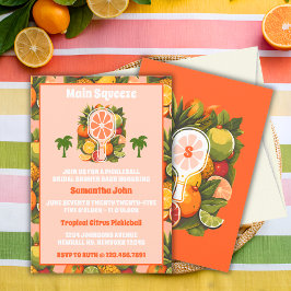 Invitación Retro Tropical Citrus Pickleball Brillante Ducha