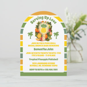 Invitación Retro Tropical Pineapple Pickleball Brillante Duch