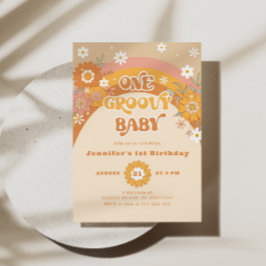 Invitación Retro Un bebé groovly cumpleaños