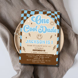 Invitación Retro Un Guay Tío Niño Primer Fiesta de cumpleaños