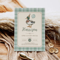 Retro Un Pato Afortunado Globo Verde Primer Cumple