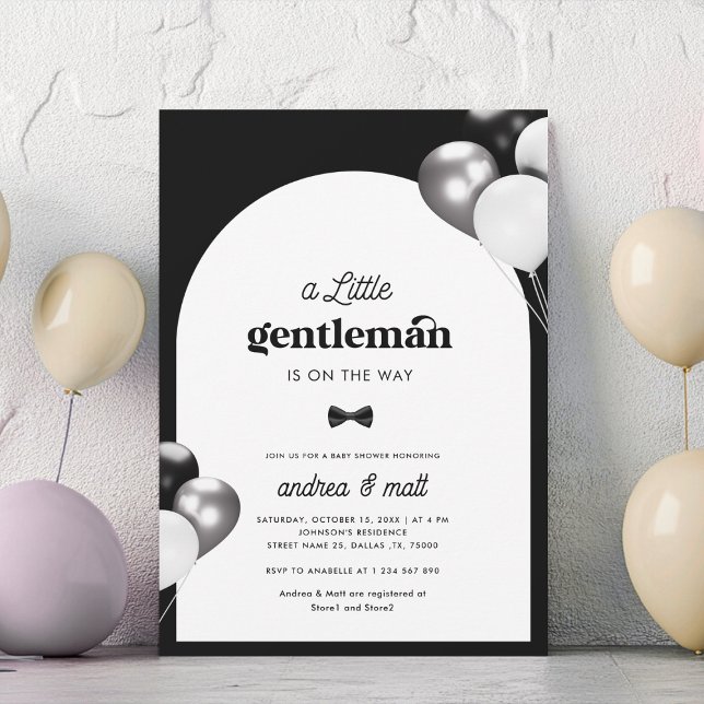 Invitación Retro Un Pequeño Caballero Bow Tie Boy Baby Shower (Subido por el creador)