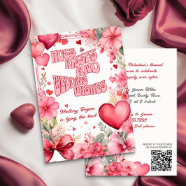 Invitación Retro Valentine abraza besando corazones y flores