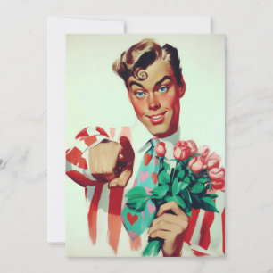 Invitación Retro Valentine Flirty Guy