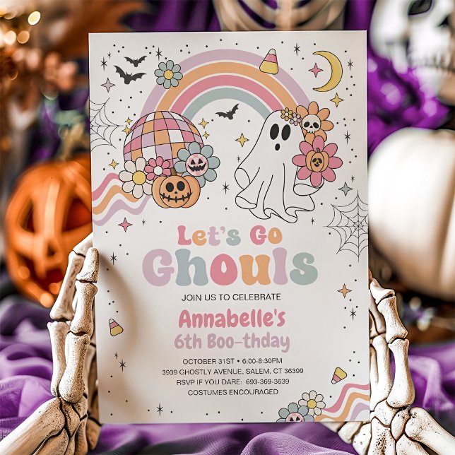 Invitación Retro Vamos Ghouls Cumpleaños de Halloween (Retro Halloween Invitation)
