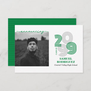 Invitación Retro Verde Clase de foto de grandes números