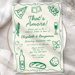 Invitación Retro verde de mano dibujado para la cena de ensay