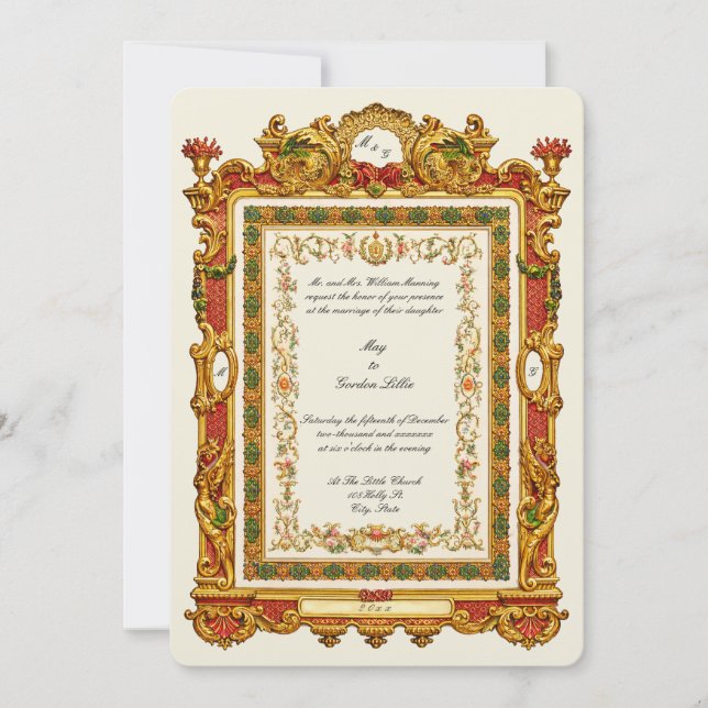 Invitación Retro Victorian Era 1858 Baroque Rococo Style (Anverso)
