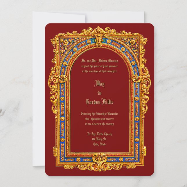Invitación Retro Victorian Era 1887 Arched Frame Wedding (Anverso)