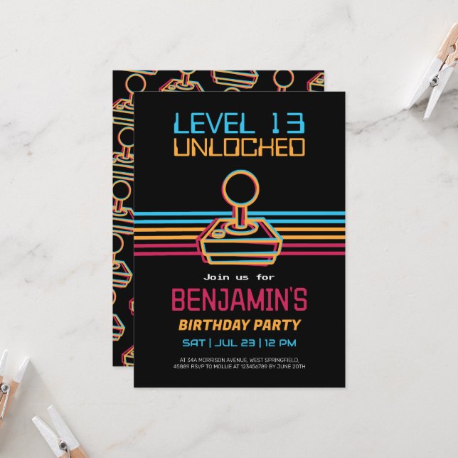 Invitación Retro Video Gaming Game Boy (Anverso/Reverso In Situ)