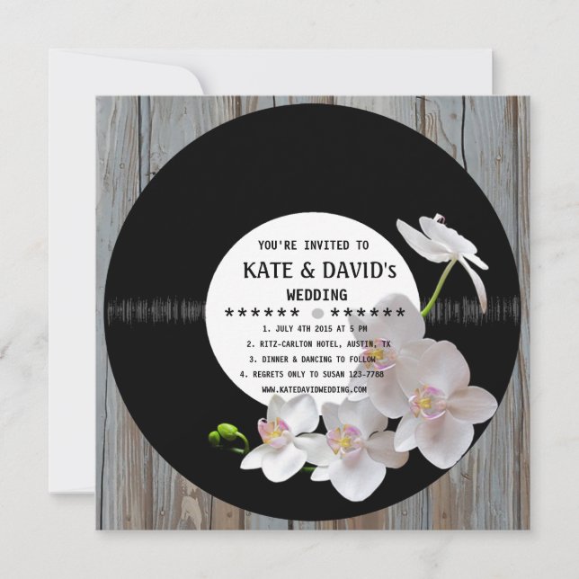 Invitación Rétro Vinil Résidence Rustic Country Wedding (Anverso)