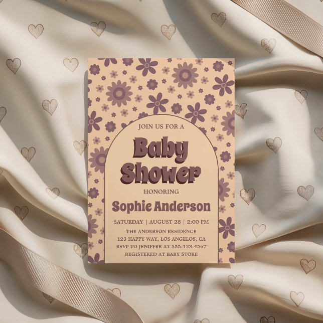 Invitación Retro Vintage Boho Daisy 70s Baby Shower  (Subido por el creador)